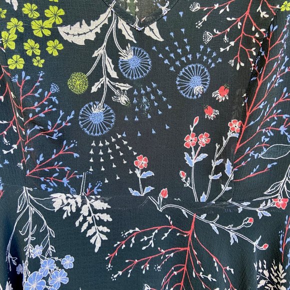 Kimchi Blue Floral Chiffon Long Sleeve Dress Size 4 - Picture 4 of 6